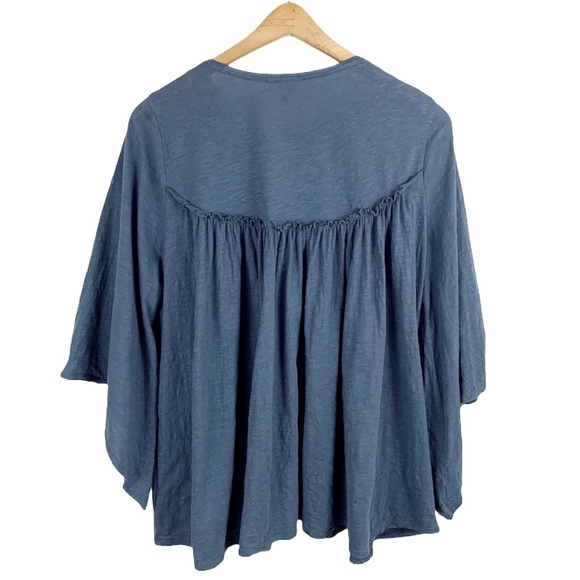 Anthro Deletta Slate Beaded Embellished Wide Flare Sleeve Swing Blouse Top - Picture 6 of 15